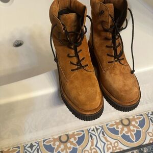 Visvim Tan Suede Lace-Up Boots